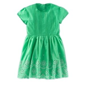 Mini Boden Bright Green Eyelet Cotton Dress